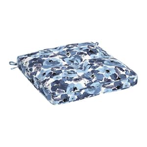 Plush Polyfill 20 in. x 20 in. Blue Garden Floral Square Outdoor Chair Cushion