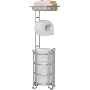 Silver Toilet Paper Holder Stand Bathroom Tissue Dispenser Holders Rack Free Standing B 6.5 in. x 6.5 in. x 24 in.