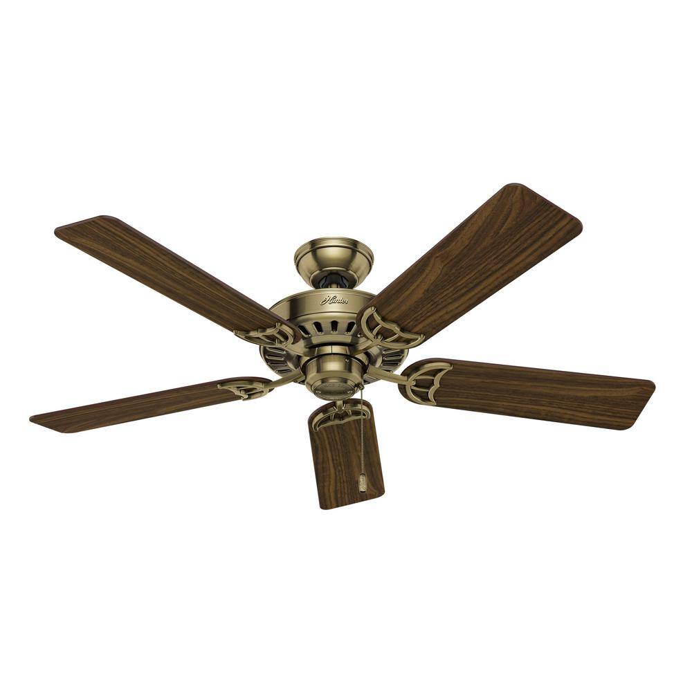 Hunter Studio Series 52" Antique Brass Ceiling Fan with LED Light Kit