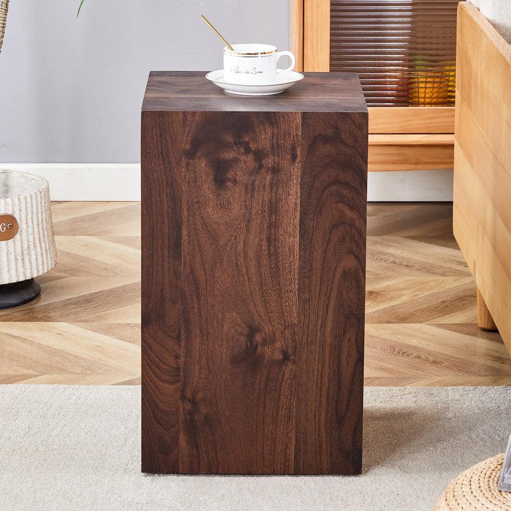 Polibi 12 in. Walnut Rectangle MDF Coffee Table for Living Room RS