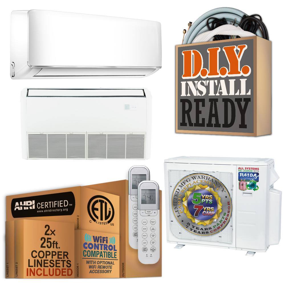 27000 BTU 2.25 Ton Dual Mini Console/Wall Mount Ductless Mini Split Air Conditioner with Heat Pump 220-Volt price history on PriceWatchPro