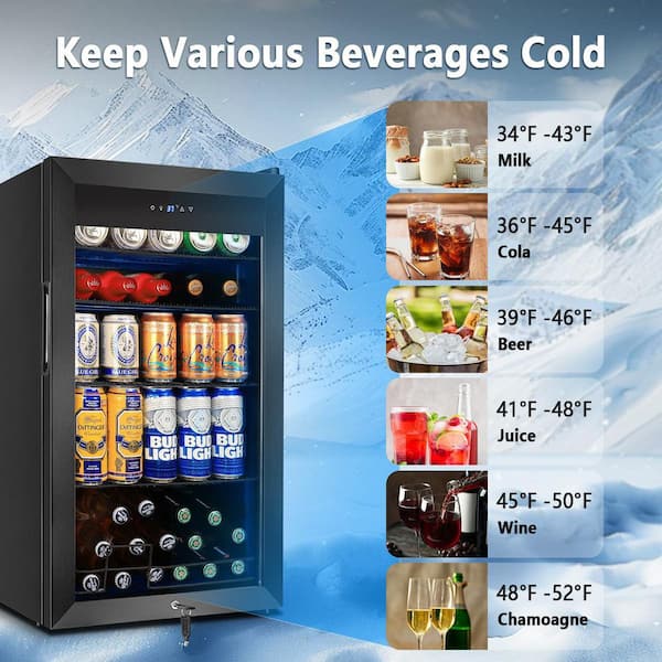 Hooure 18.89 in.Black Single Zone Freestanding 130-Cans Stainless