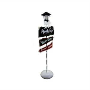 49.8 in. Tall Standing North Pole Solar Lantern and Crossing Signs