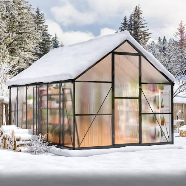 AirWire 8 ft. W x 12 ft. D Black polycarbonate Greenhouse with