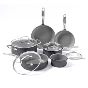Chatham 10-Piece Hard-Anodized Aluminum Ceramic Nonstick Cookware Set in Gray