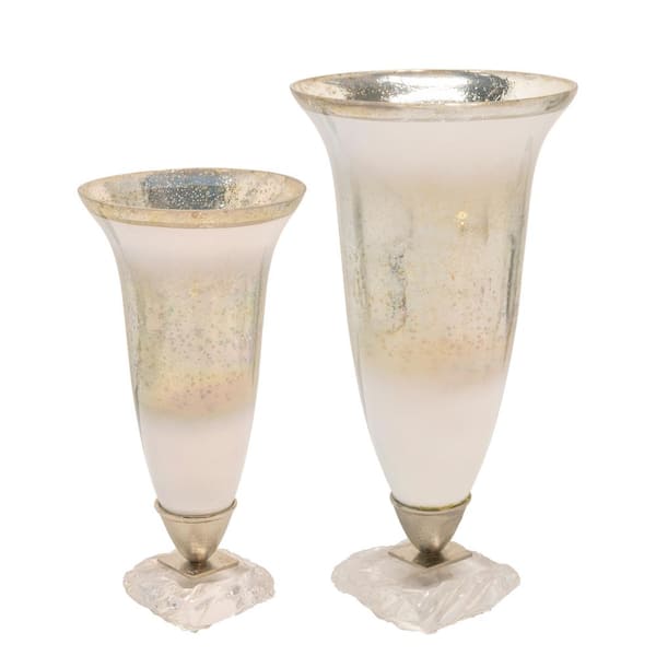 Liv & Skye 18 in. Silver Glass with Acrylic Base Decorative Vase