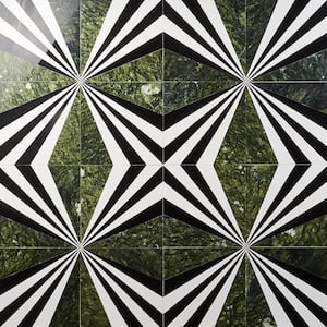 Elizabeth Sutton Viola Green 12 in. x 12 in. Polished Marble Floor and Wall Mosaic Tile (2 sq. ft. /Case)