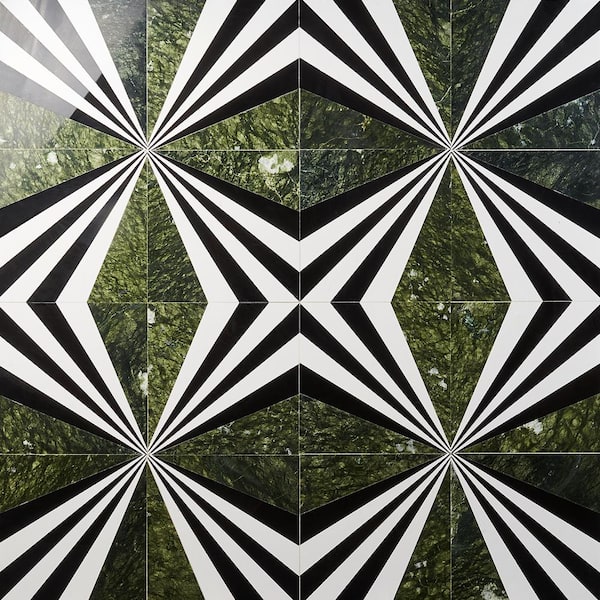 Elizabeth Sutton Viola Green 12 in. x 12 in. Polished Marble Floor and Wall Mosaic Tile (2 sq. ft. /Case)