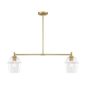 Summer Jazz 60-Watt 2-Light Brushed Gold Transitional Island Pendant Light with Clear Glass Shades