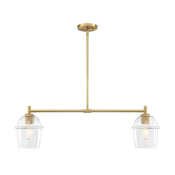 Designers Fountain Summer Jazz 2-Light Brushed Gold Transitional Linear Chandelier for Kitchen Islands with No Bulbs Included