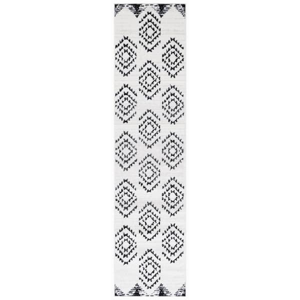 Skyler 2 ft. x 8 ft. Ivory/Black Striped Geometric Runner Rug