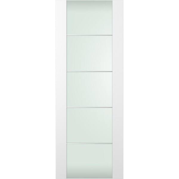 Belldinni Smart Pro H3G 4H 24 in. x 95.25 in. No Bore Full Lite Frosted Glass Polar White Solid Composite Interior Door Slab