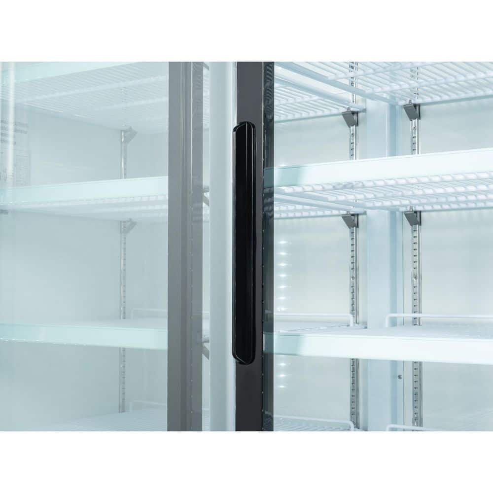 Black Double Door Glass Merchandiser Refrigerator with Wire Shelves