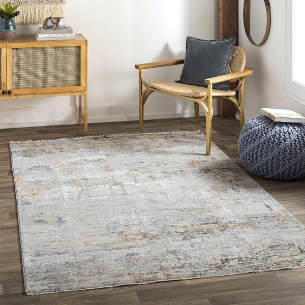 Laila Dark Blue Modern Abstract 7 ft. x 10 ft. Area Rug
