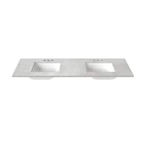 67 in. W x 22 in. D Cultured Marble Rectangular Undermount Double Basin Vanity Top in Icy Stone