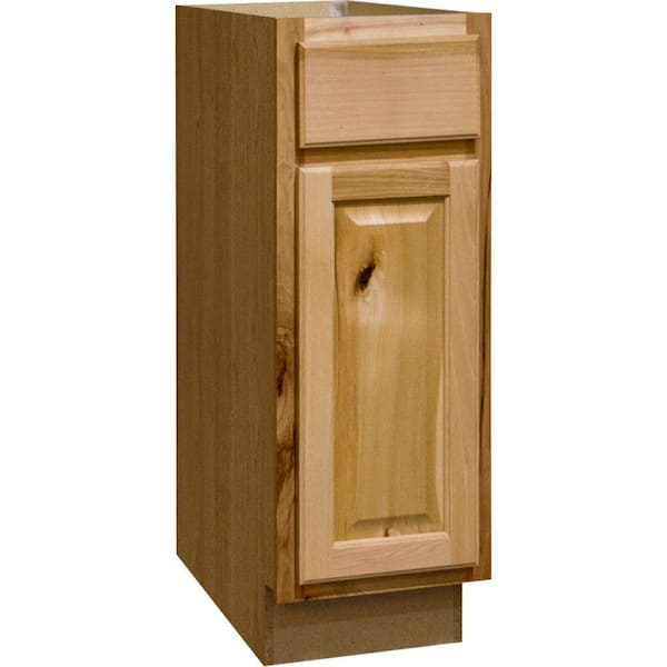 Hampton Bay Hampton 12 in. W x 24 in. D x 34.5 in. H Assembled Base Kitchen Cabinet in Natural Hickory with Ball-Bearing Glides