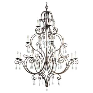 Chateau 16-Light Large Mocha Bronze Classic Crystal Hanging Empire Candlestick Mini-Chandelier