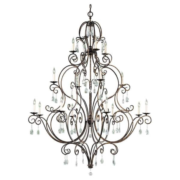 Generation Lighting Chateau 16-Light Large Mocha Bronze Classic Crystal Hanging Empire Candlestick Mini-Chandelier