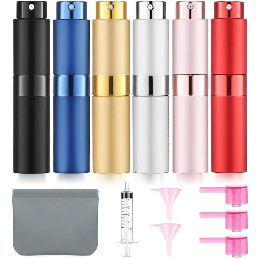6-Pack 8ml Refillable Travel Perfume Atomizer Spray Bottles, Aluminum with Twist-Up Nozzle and Refill Accessories price history on PriceWatchPro