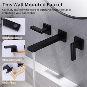 2-Handle Wall Mounted Bathroom Faucet Roman Tub Faucet in. Matte Black