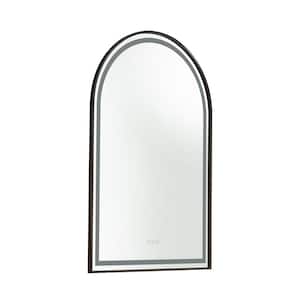 39 in. W x 26 in. H Large Arched Steel Framed Anti-Fog Wall Mount Bathroom Vanity Mirror in Bronze