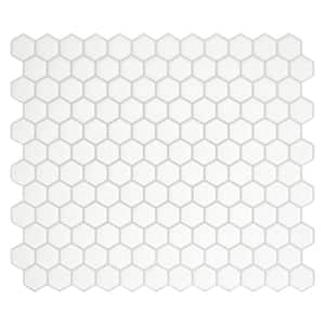 Hexago White 11.27 in. x 9.63 in. Vinyl Peel and Stick Tile (2.80 sq. ft./4-pack)