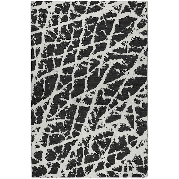 Dream Shag Premium Machine Washable Abstract ADS501 Black 3 ft. x 5 ft. Area Rug