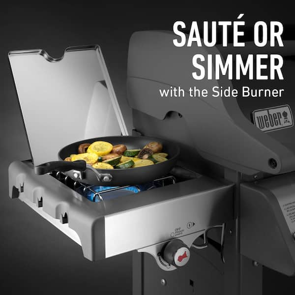 Weber 3 Burner Propane GAS Grill 28 in. Flat Top Griddle Combo with Griddle Essential Set, Black 1500451