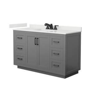 Miranda 54 in. W x 22 in. D x 33.75 in. H Single Bath Vanity in Dark Gray with White Quartz Top