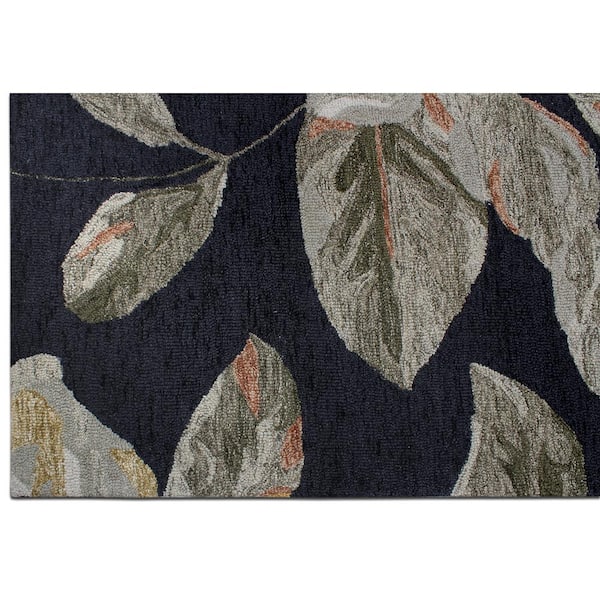 D1766 Black 7 ft. 6 in. x 9 ft. 6 in. Hand Tufted Floral Transitional Indoor Wool Area Rug