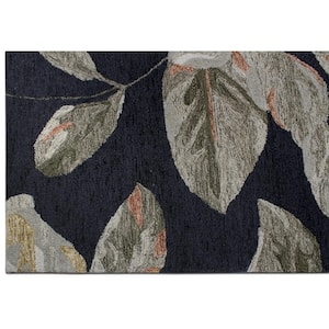 D1766 Black 5 ft. x 8 ft. Hand Tufted Floral Transitional Indoor Wool Area Rug