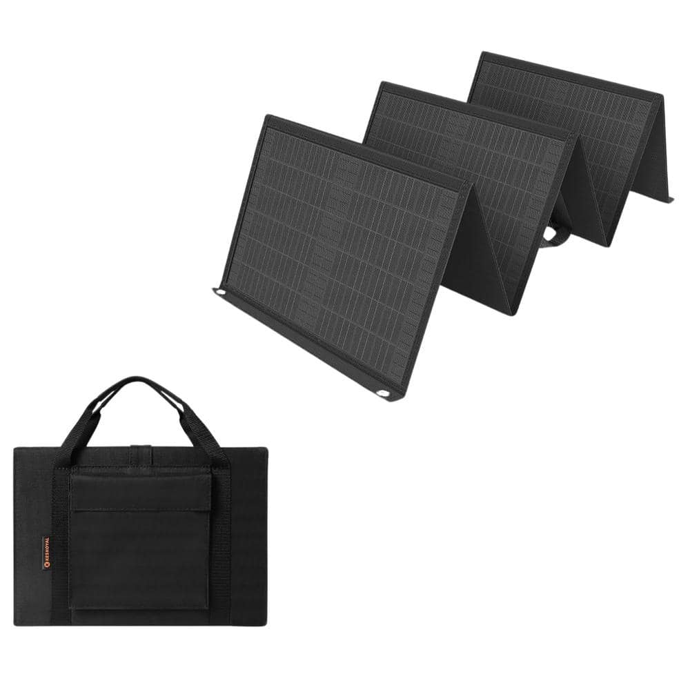 60-Watt Foldable Portable Outdoor Solar Panel, Monocrystalline Silicon with