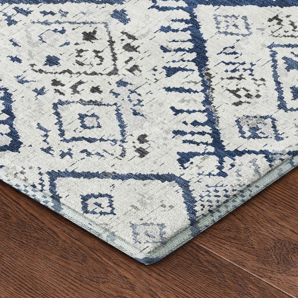 Mayfield Premium Machine Washable Abstract AMF2470 Ivory 9 ft. x 12 ft. Area Rug