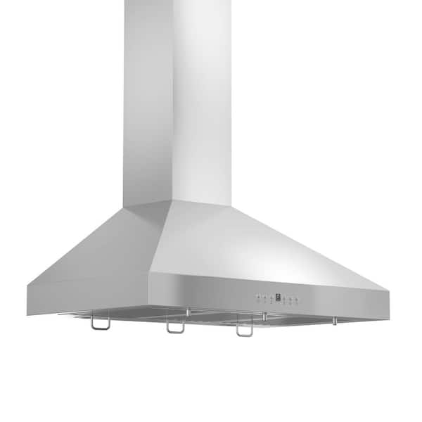 ZLINE Kitchen and Bath 36 in. 400 CFM Convertible Vent Wall Mount Range Hood with Crown Molding in Stainless Steel