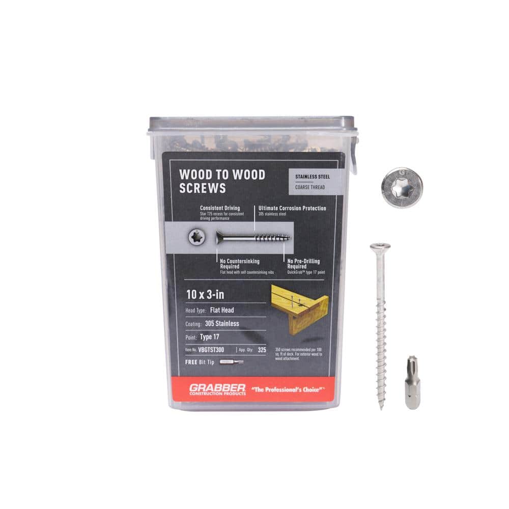 "#10 x 3 in. Star Drive Flat head Exterior Stainless Steel Wood Deck Screws (5 lb. box)" price history on PriceWatchPro