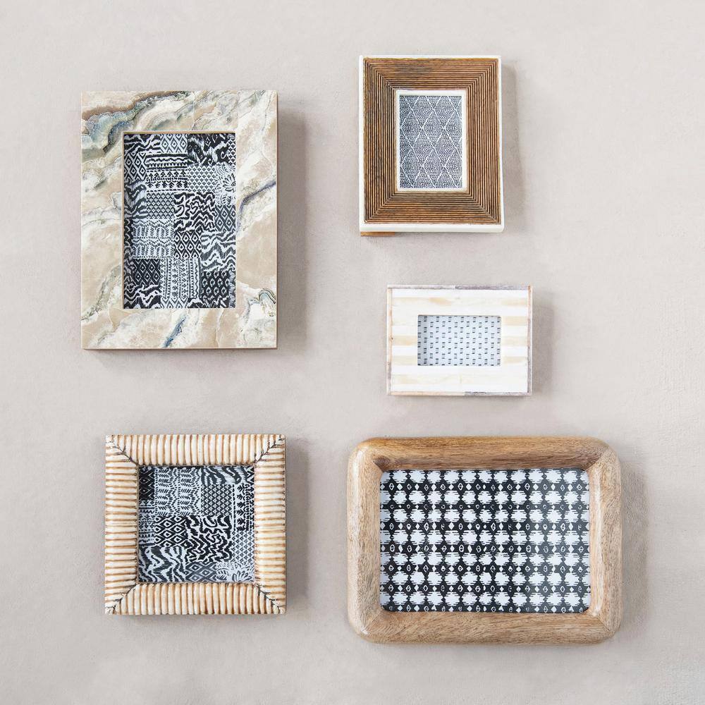Classic White Mango Wood Photo Frame with Bone Border