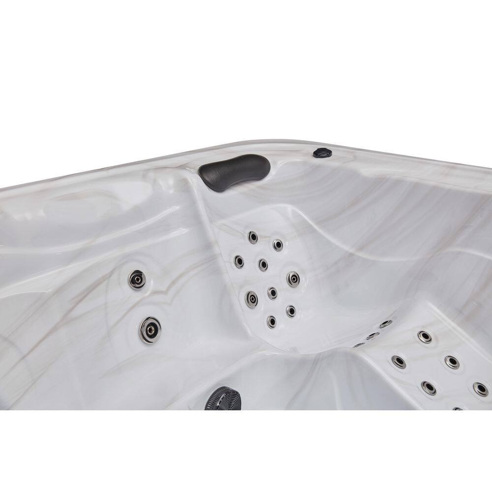 Gray and White 5-Person Luxury Hot Tub with Jets and Ozonator