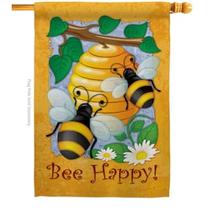 28 in. x 40 in. Bee Happy Bugs Frogs House Flag 2-Sided Garden Friends Decorative Vertical Flags