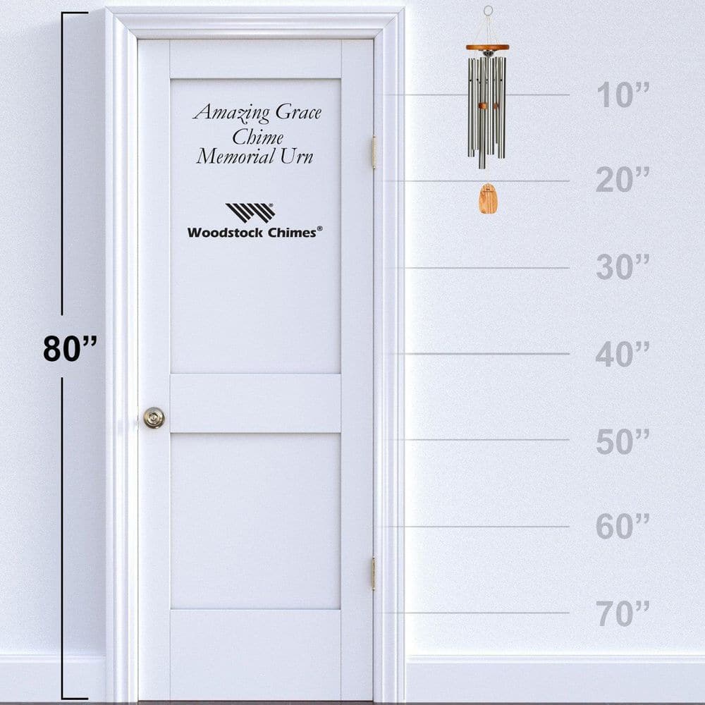 24'' Silver and Wood Memorial Wind Chime with Keepsake Urn