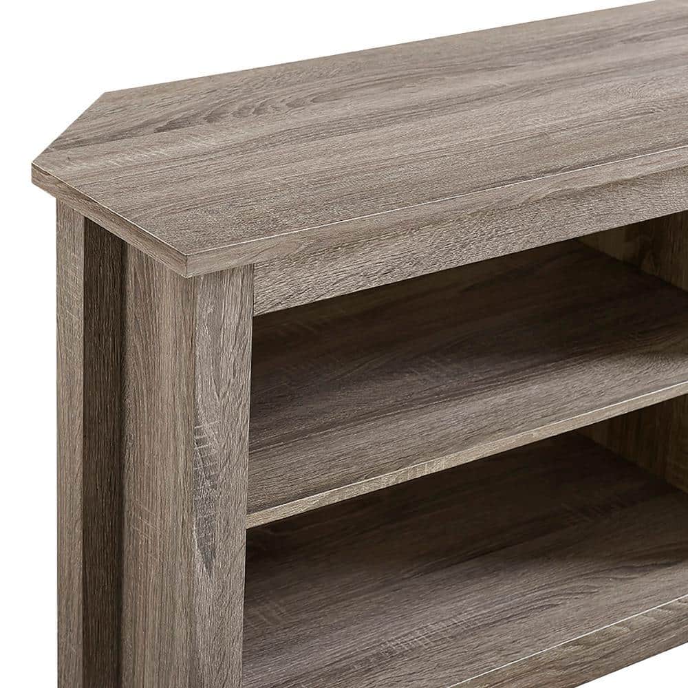 Rustic Corner Media Stand for 65" TVs in Driftwood Finish