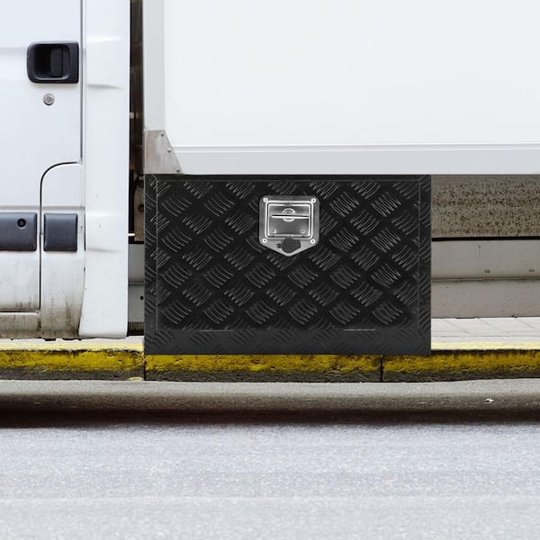 Underbody Truck Box, 24 x 12 x 14 in. Pickup Storage Box, Heavy Duty Aluminum Diamond Plate Tool Box  with Lock and Keys