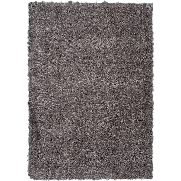 Nourison Ultra Plush Shag Charcoal 8 ft. x 10 ft. Abstract Plush Contemporary Area Rug