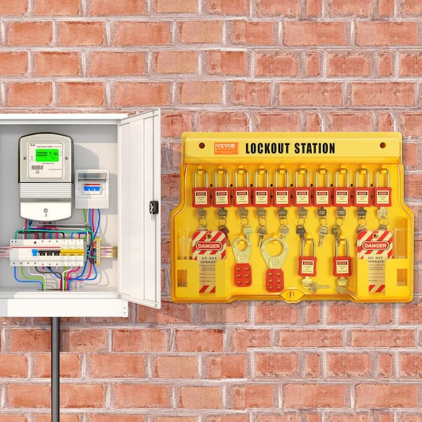 Electrical Lockout Tagout Kit 60-Piece Safety Lockout Tagout Station Includes Padlocks Hasps Lockout Station Board
