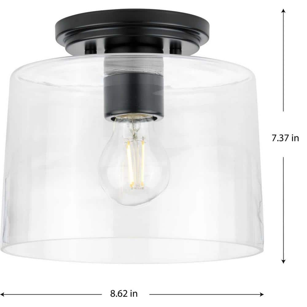 Adley Matte Black and Clear Glass Flush Mount Light