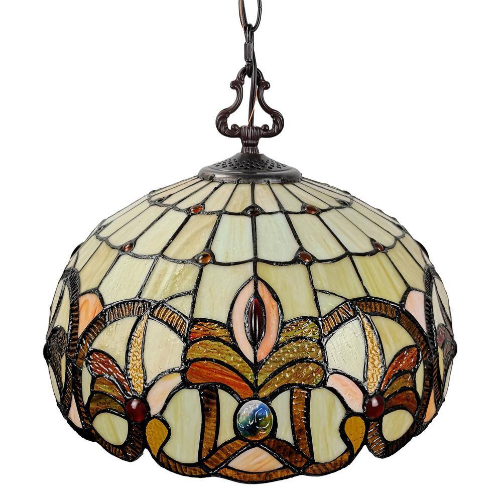 Elegant Tiffany-Style 16" Dome Hanging Lamp with Stained Glass