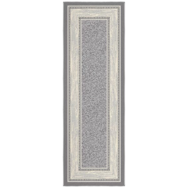 Ottohome Collection Non-Slip Rubberback Bordered 2x5 Indoor Runner Rug, 1 ft. 8 in. x 4 ft. 11 in., Gray