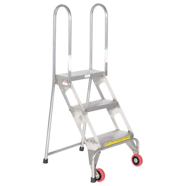 Vestil Folding 3-Step Ladder with Wheels SS
