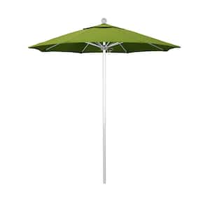 7.5 ft. Silver Aluminum Commercial Market Patio Umbrella with Fiberglass Ribs and Push Lift in Macaw Sunbrella