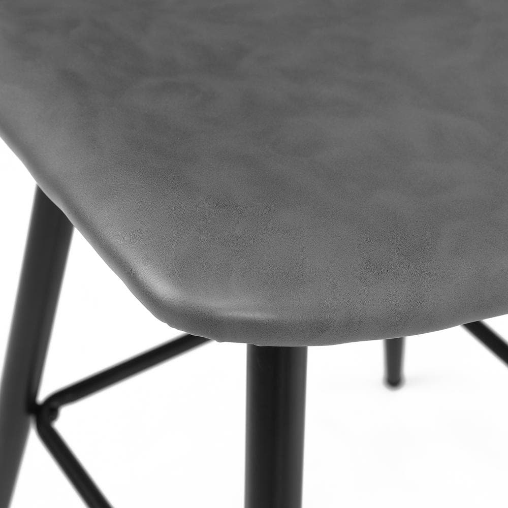 Gray Faux Leather Counter Height Bar Stools with Metal Frame, Set of 2