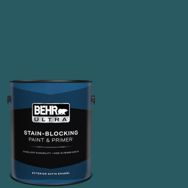 BEHR ULTRA 1 gal. #PPF-56 Terrace Teal Satin Enamel Exterior Paint & Primer